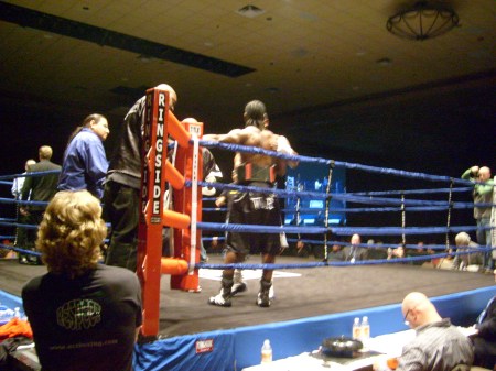 Rayco Saunders in corner after what he thought was an upset over Marcus Oliveir © Copyright Mark Connor, 2009